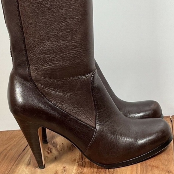 Coach KRISTA Tall Riding Leather Boots 7.5B Brown Calf Glove Fashion - Picture 6 of 12